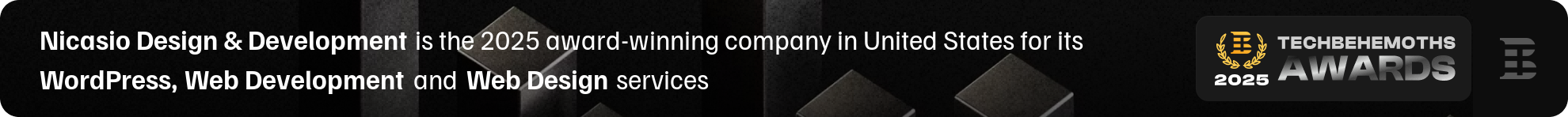 Nicasio Design & Development is the 2025 Award-winning company in the United States for its Web Design, Web Development and WordPress services